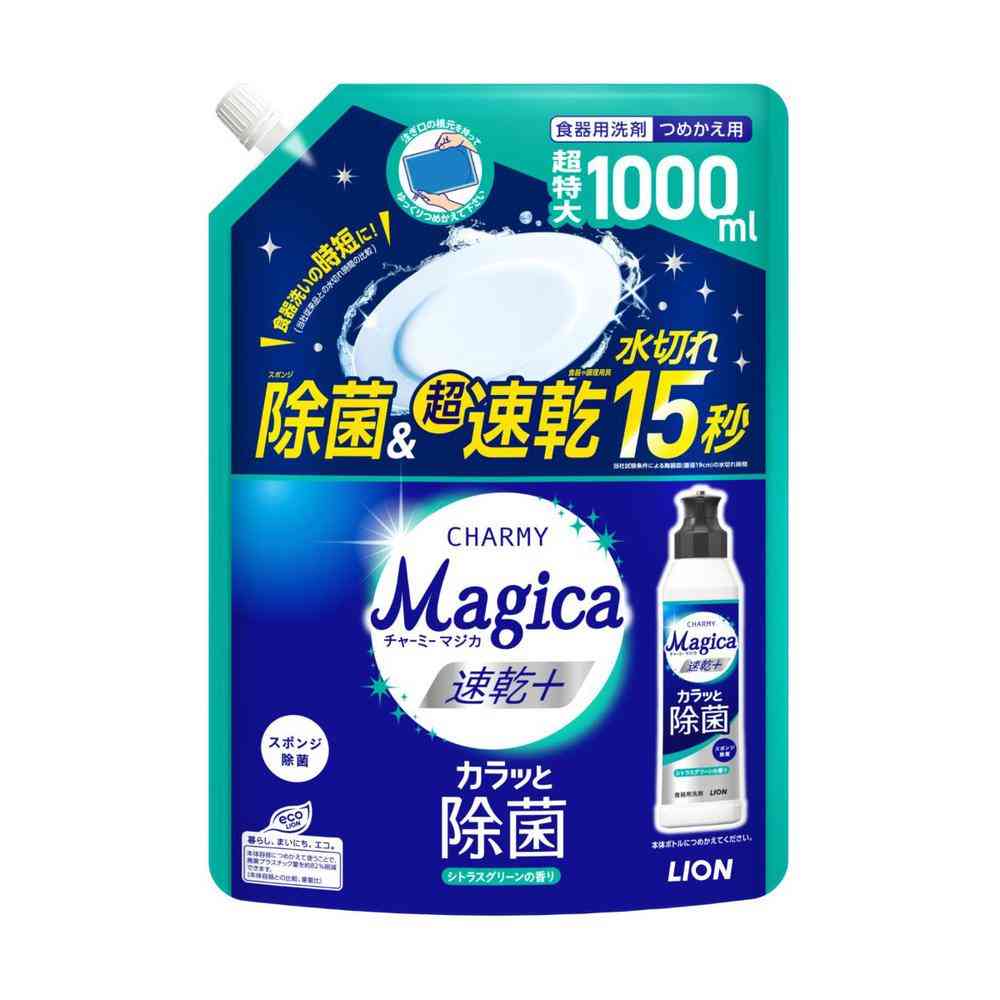 Lion CHARMY Magica Quick Dry Plus Citrus Green Scent Refill Extra Large 1000ml