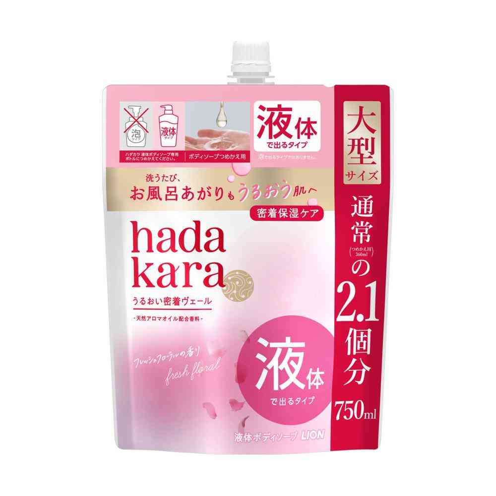 Lion hadakara Moist Body Care Soap Liquid Type Fresh Floral Scent Refill Large 750ml