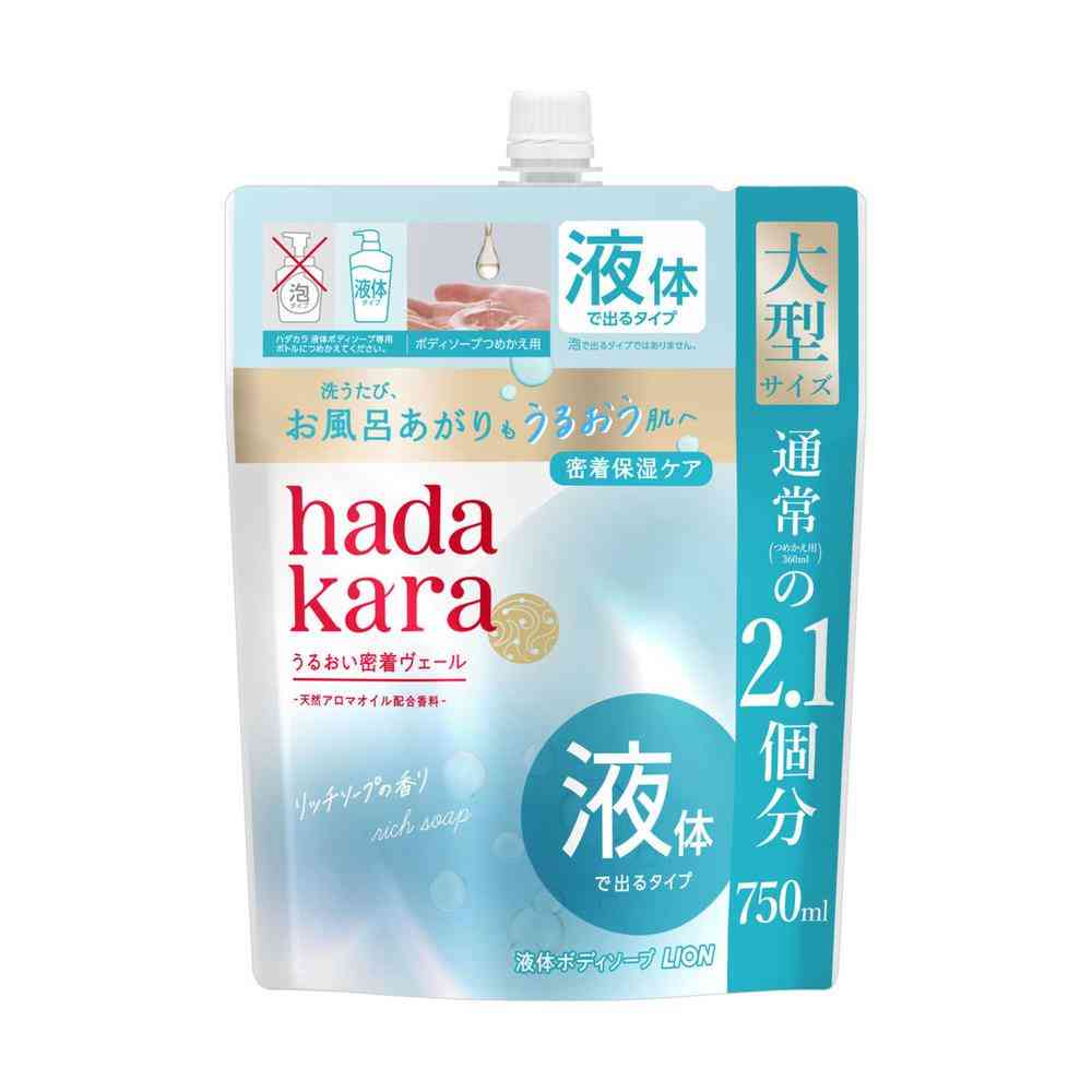 Lion Hadakara Moist Body Care Soap Liquid Type Rich Soap Scent Refill Large Size 750ml