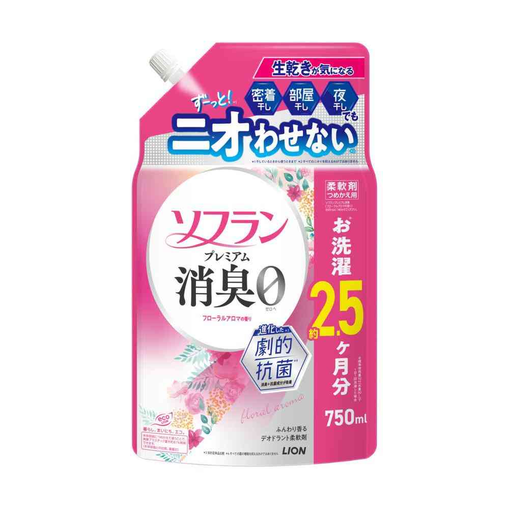 Lion Soflan Premium Deodorizing Fabric Softener Floral Aroma Scent Refill 750ml