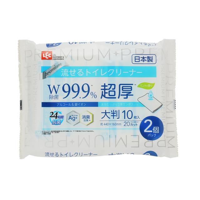 LEC Flushable Toilet Cleaner Premium Extra Thick Large 10 Sheets x 2 Pack