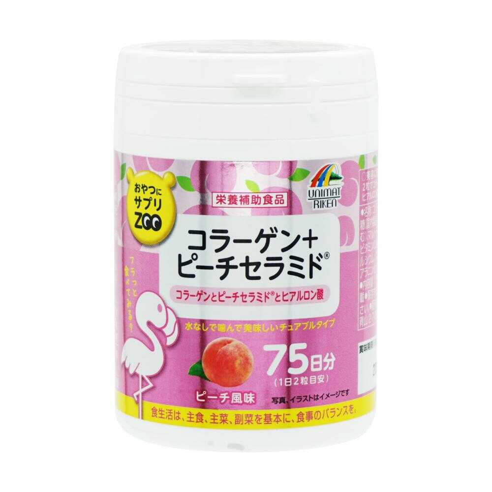 Unimat Riken Snack Supplement ZOO Collagen + Peach Ceramide 150 Tablets
