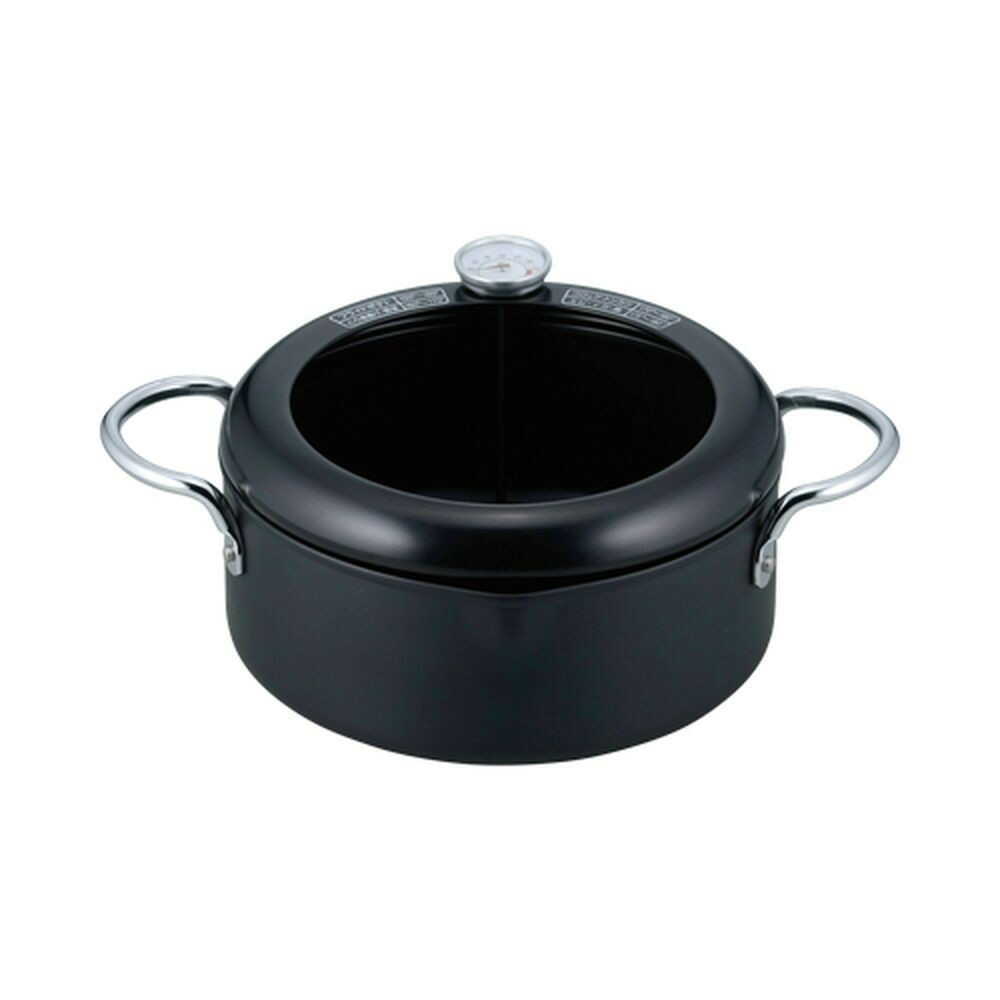 Wahei Freiz Tempura Pot with Thermometer 20cm Black