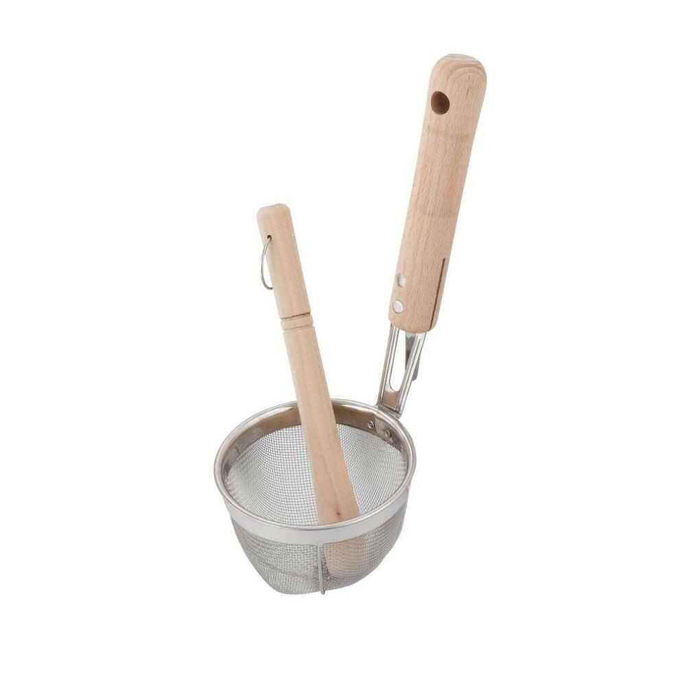 Wahei Freiz Miso Strainer Stick with Wooden Handle Silver