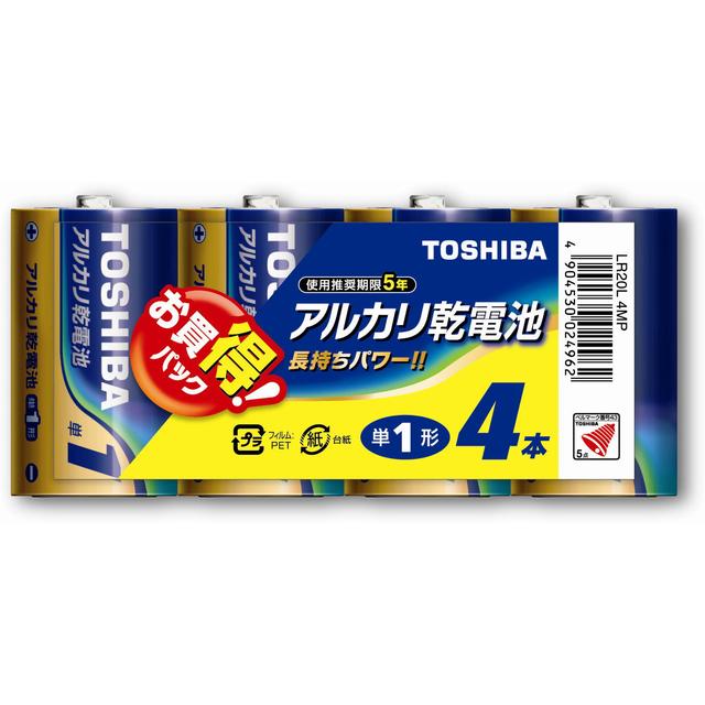 Toshiba Alkaline Battery Type D 4-Pack