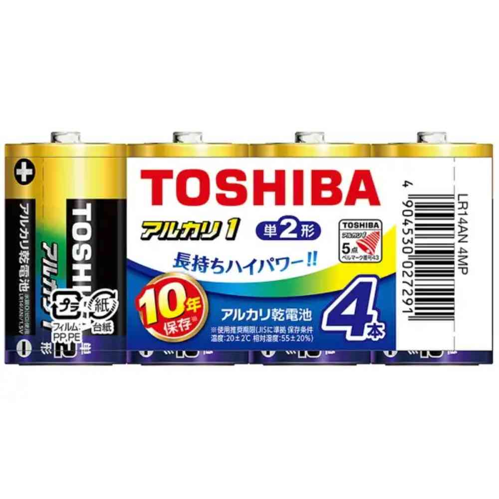 TOSHIBA Alkaline D Batteries 4P LR14AN4MP