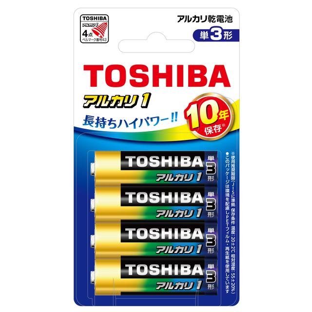Toshiba Alkaline Batteries Alkaline 1 Size AA 4-Pack