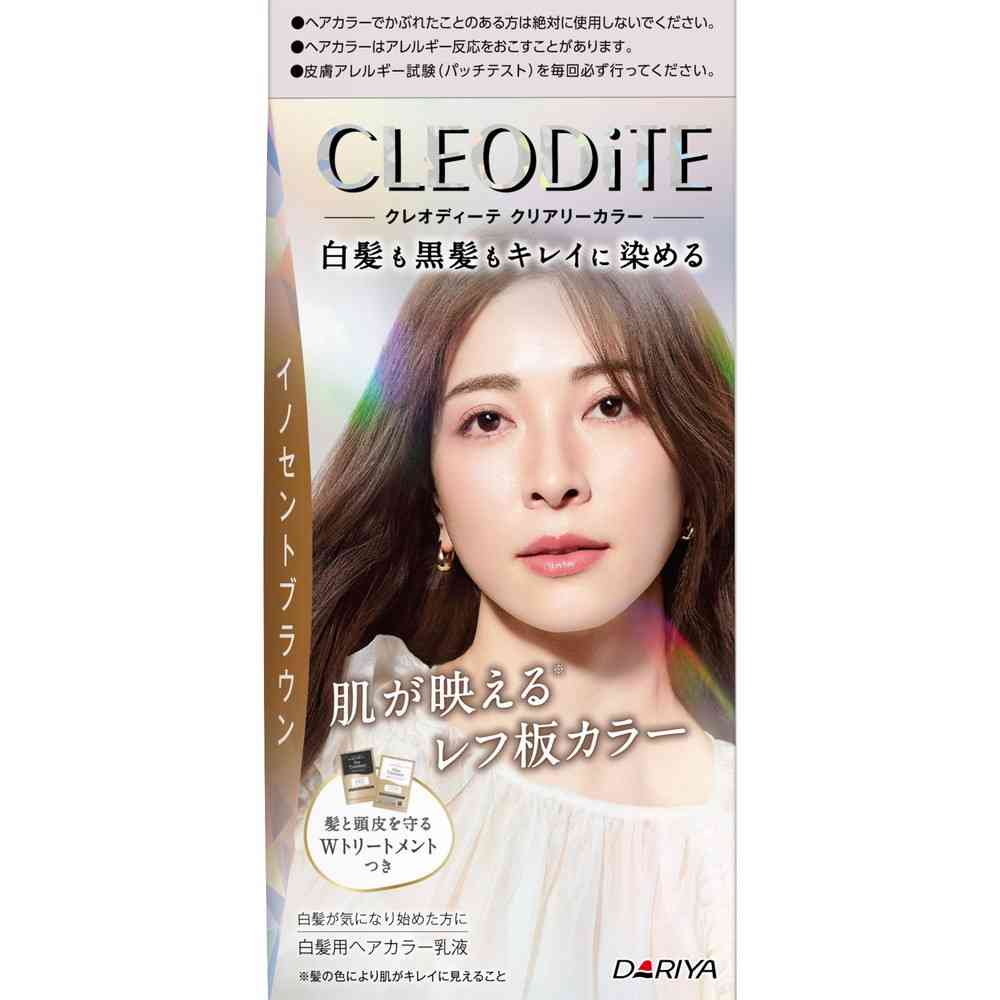 Dariya Cleodite Clearly Color (Gray Hair) Innocent Brown 1st Agent 72g, 2nd Agent 72ml, Pre-Treatment 20ml, After Treatment 20g