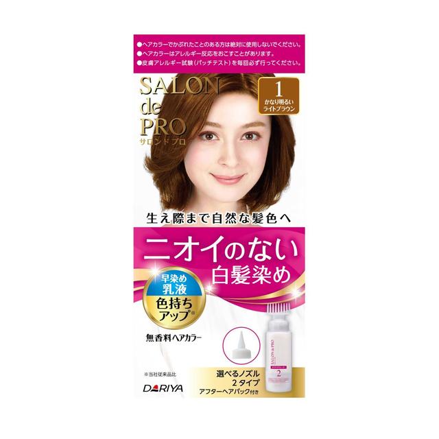Salon de Pro Fragrance-Free Hair Color Quick Dye Lotion (Gray Hair) 1 <Very Light Light Brown> 1st Agent 50g・2nd Agent 50ml・After Hair Pack 15g