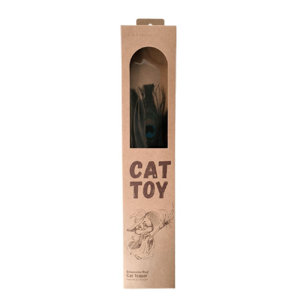 Catnip Wand with Peacock Feather 1 Piece
