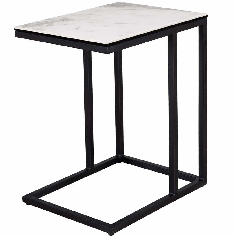 Granada Side Table Ceramic White Quartz