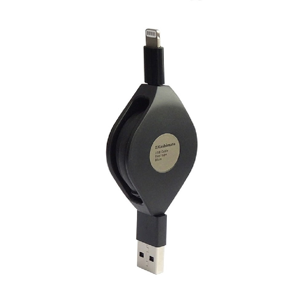 Kashimura USB Charging & Sync Cable Durable Reel 80cm LN BK KL125