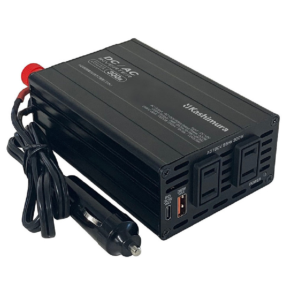 Kashimura DC/AC Inverter 300W + USB-A/USB-C KD263