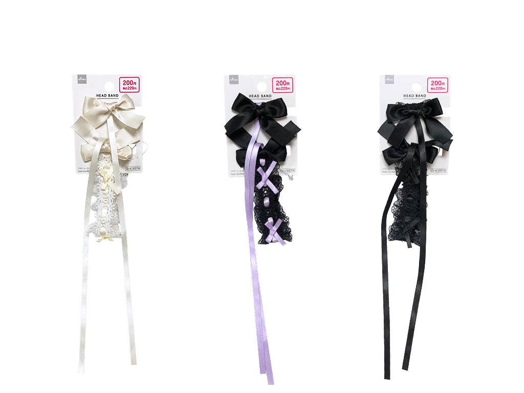 Flower Lace Ribbon Hair Band (With Clip, Slim)