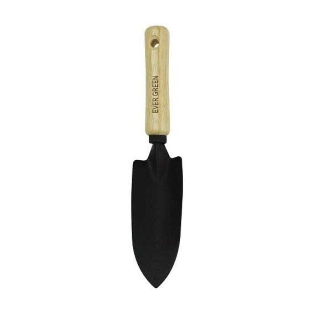 Daisin Wooden Handle Transplanting Trowel Black
