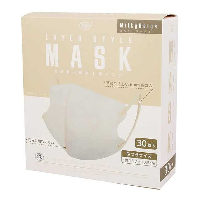 Fuji Layer Style Mask Milky Beige Regular Size, 30 Pieces