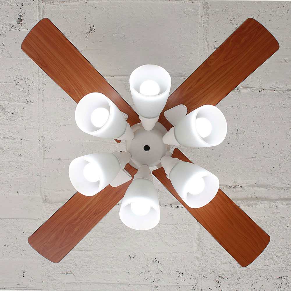 Ceiling Fan with 6 Lights White BIG-102-BK