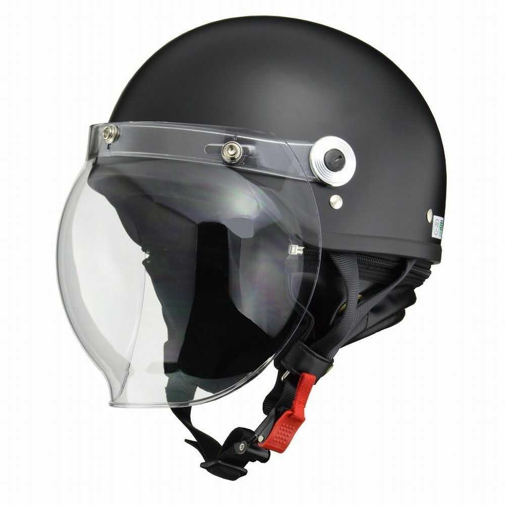 Lead Industry CROSS Half Helmet with Bubble Shield Half Matte Black CR760 MATBK
