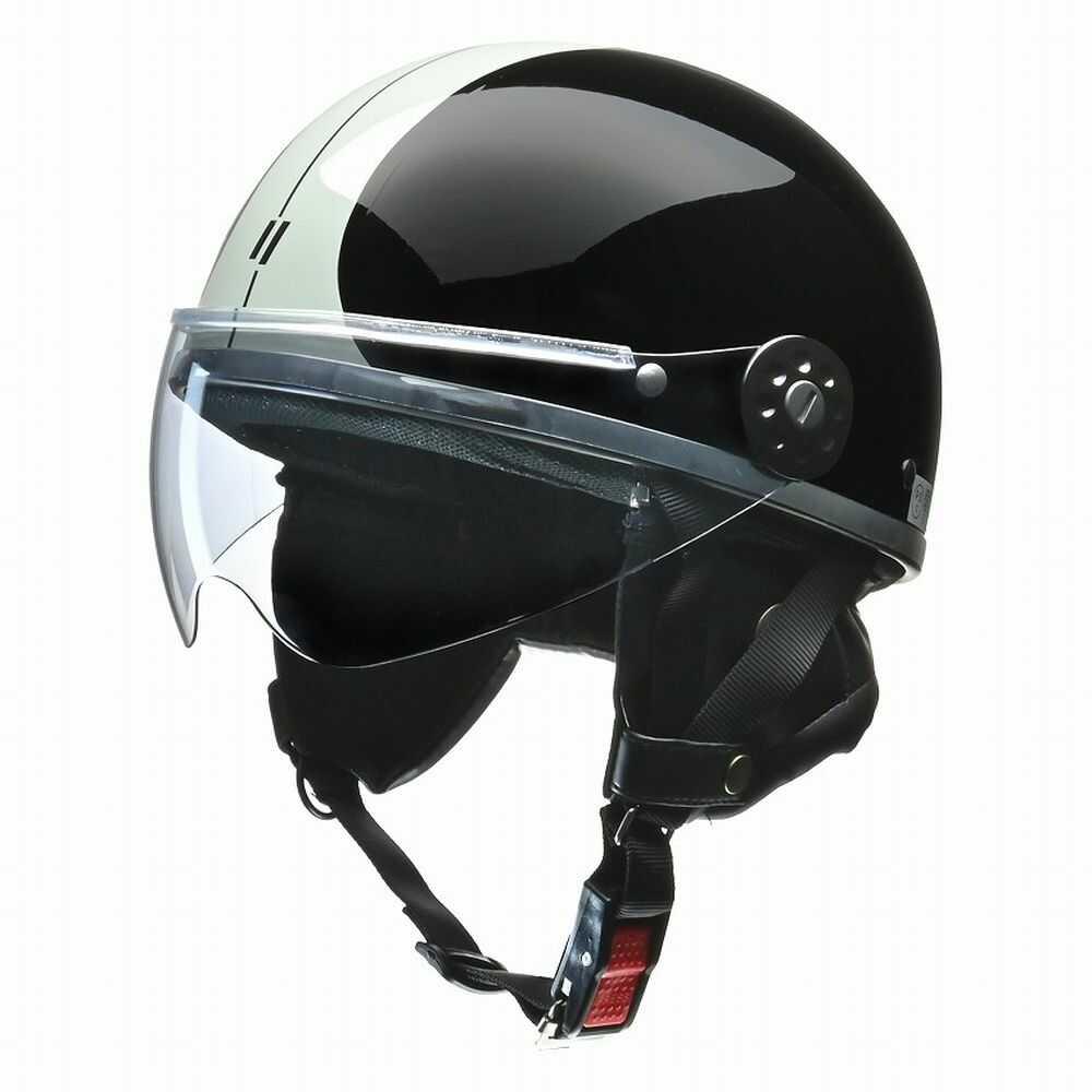 Lead Industry O-ONE Half Helmet with Shield Black x Silver OONE BKSI
