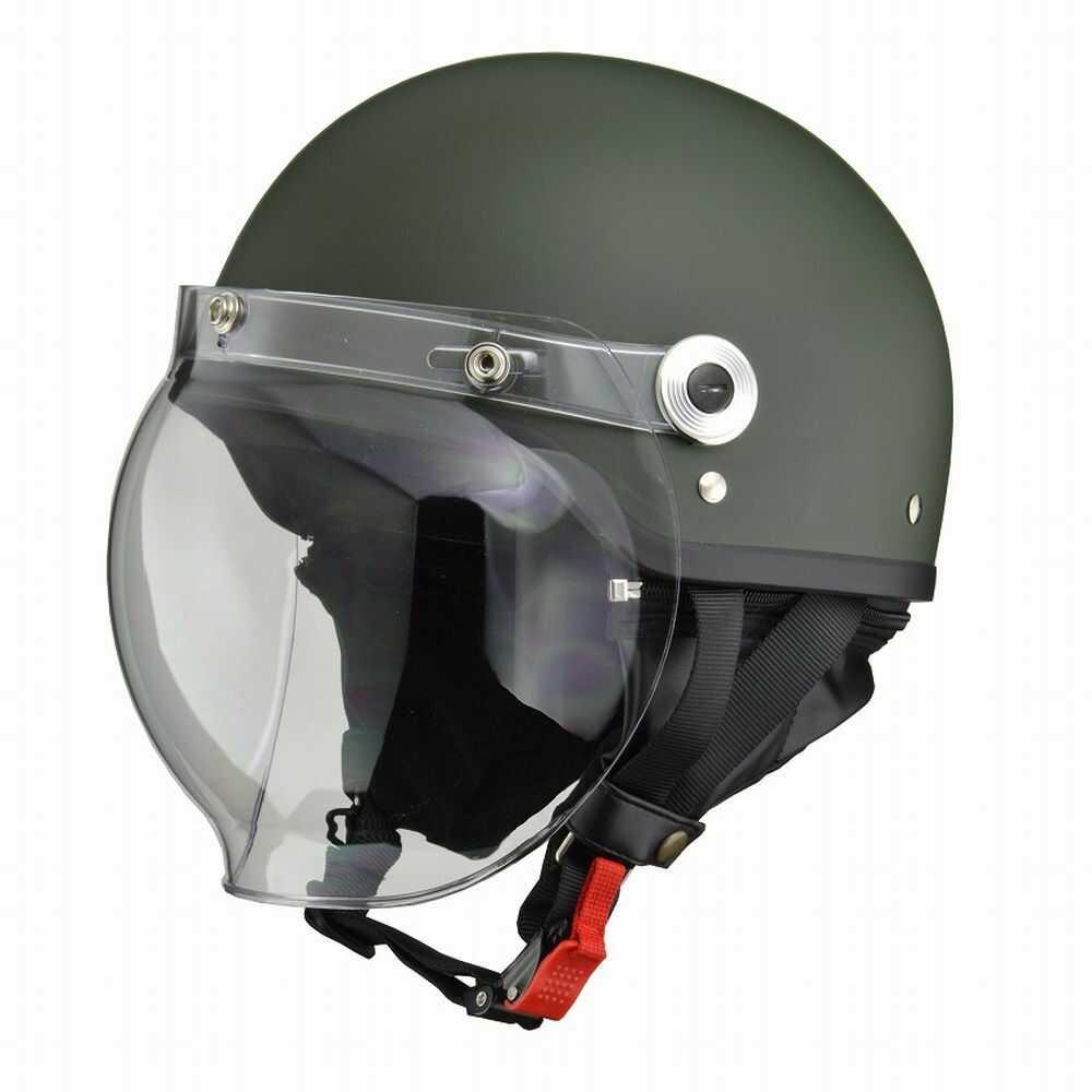 Lead Industry CROSS Half Helmet with Bubble Shield Matte Green CR761 MATGR LL