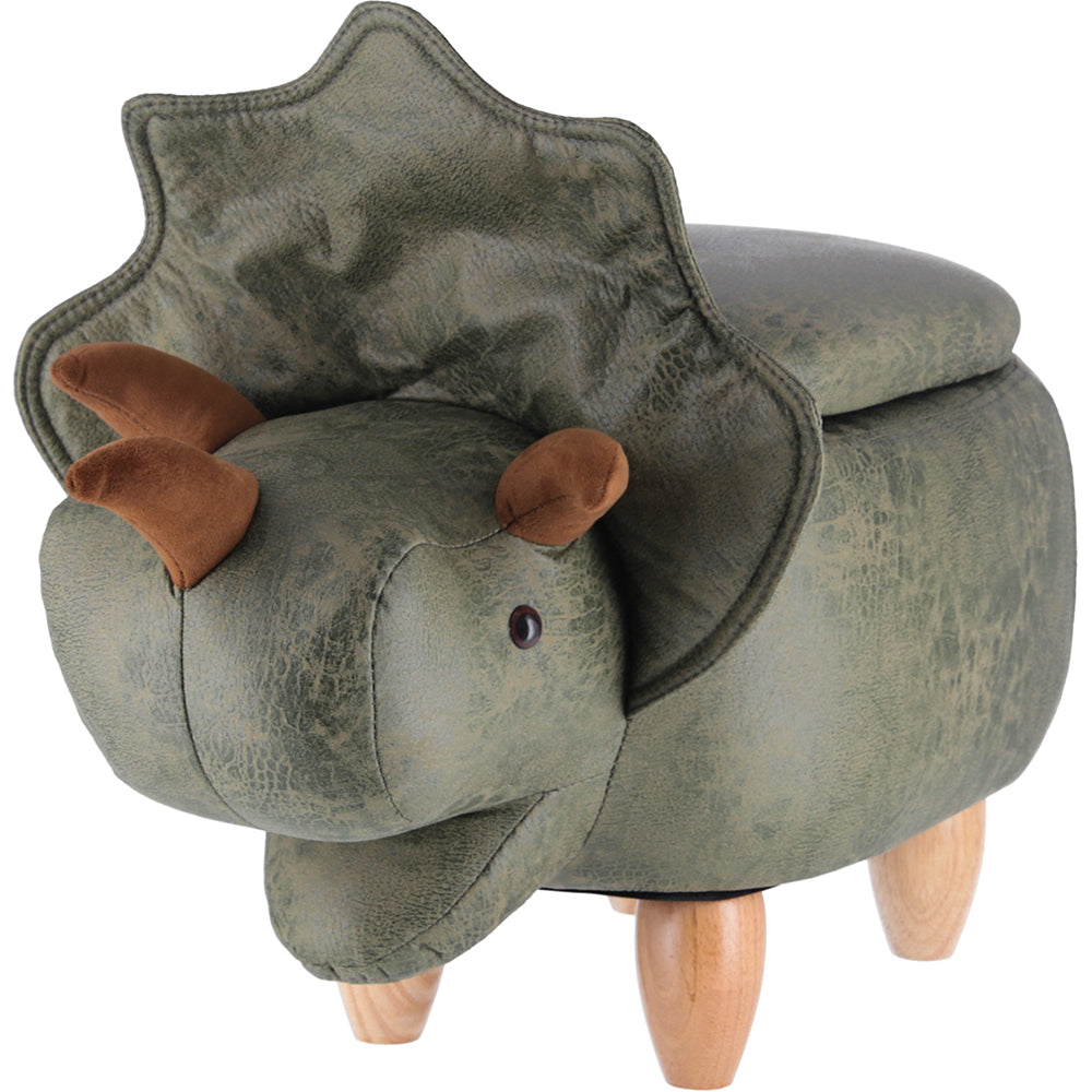 Animal Stool with Storage Dinosaur Green 34928