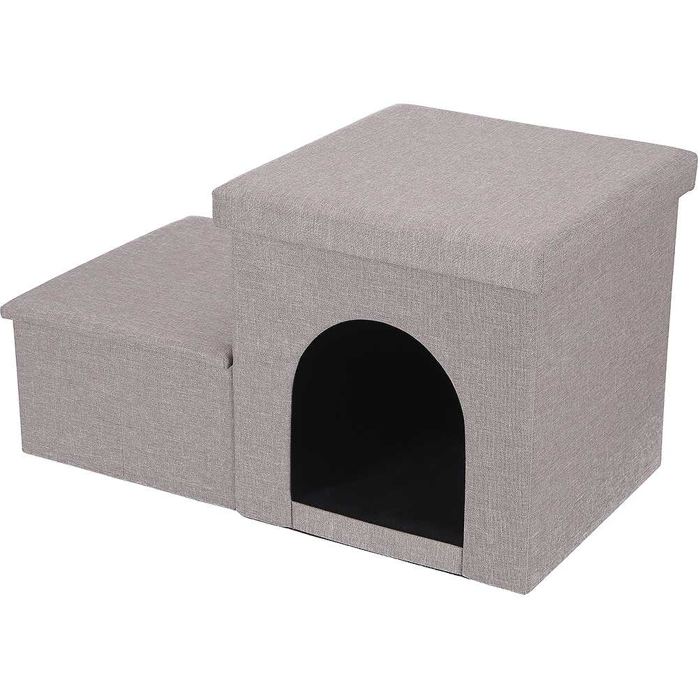 Pet Step & House with Storage - Light Gray