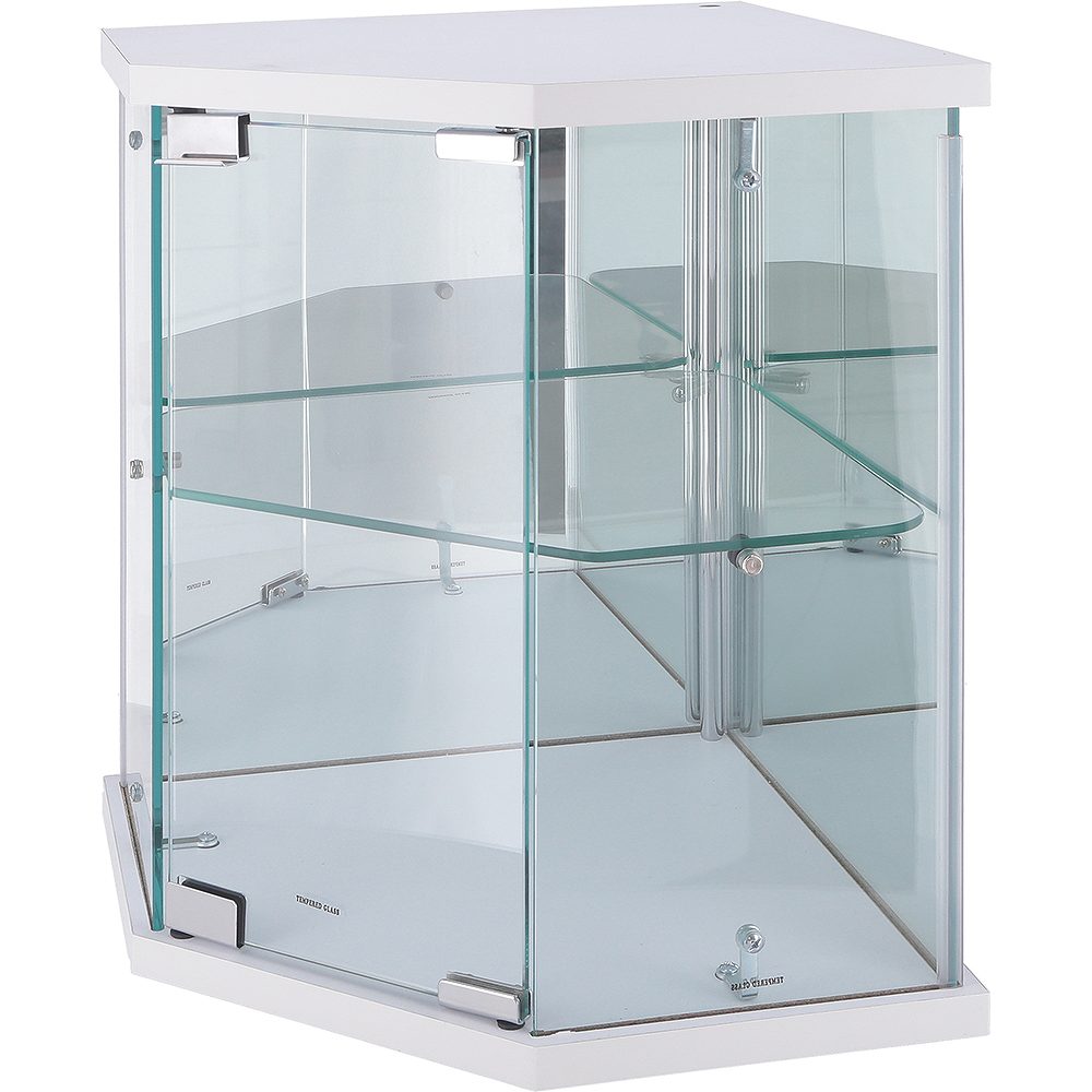 Tabletop Glass Collection Case - Corner - White