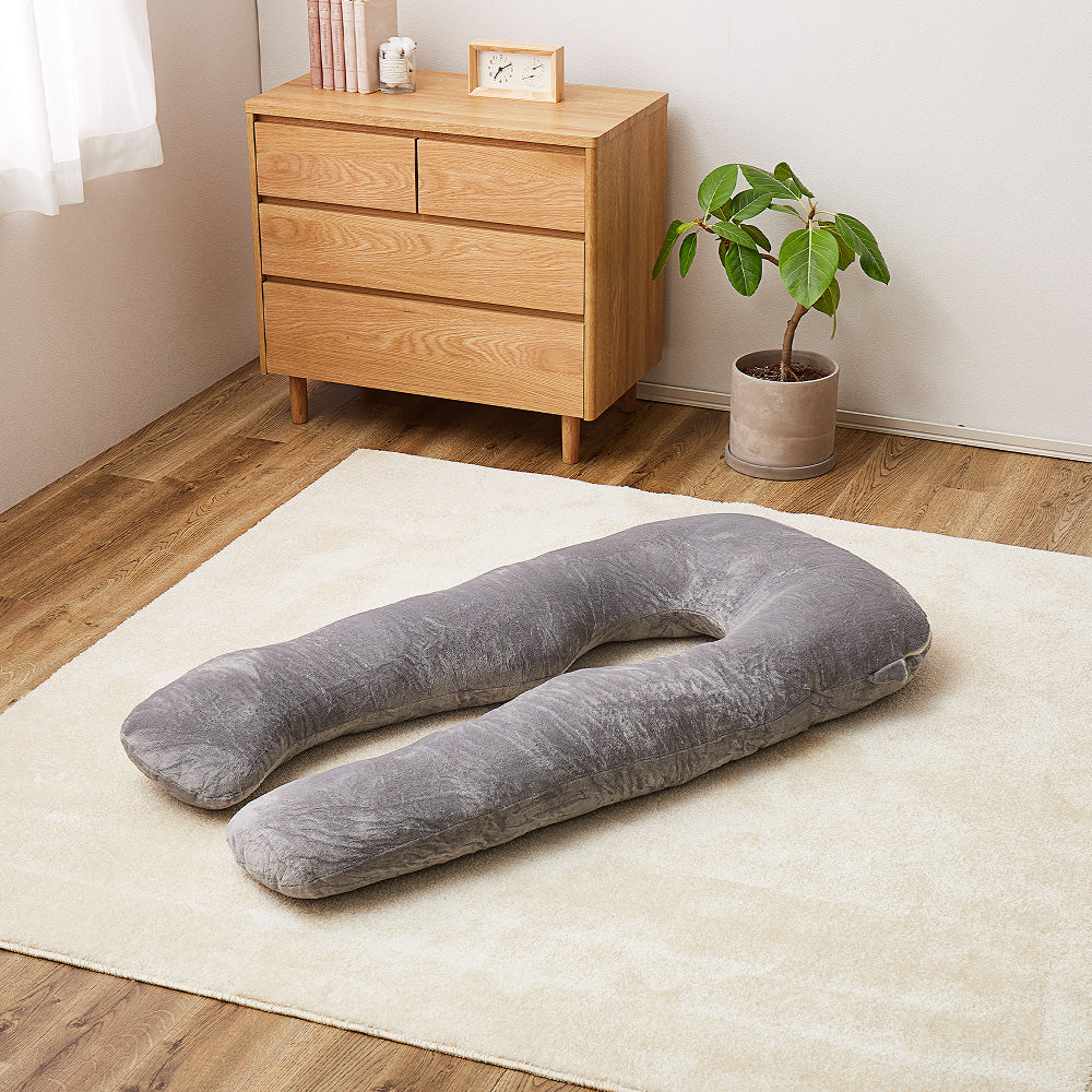 Meringue Touch U-Shaped Body Pillow 140×70cm Gray