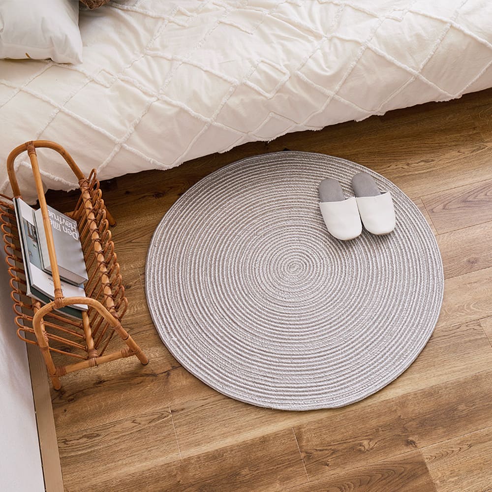 100% Cotton Braided Rug - Gray/White 90R