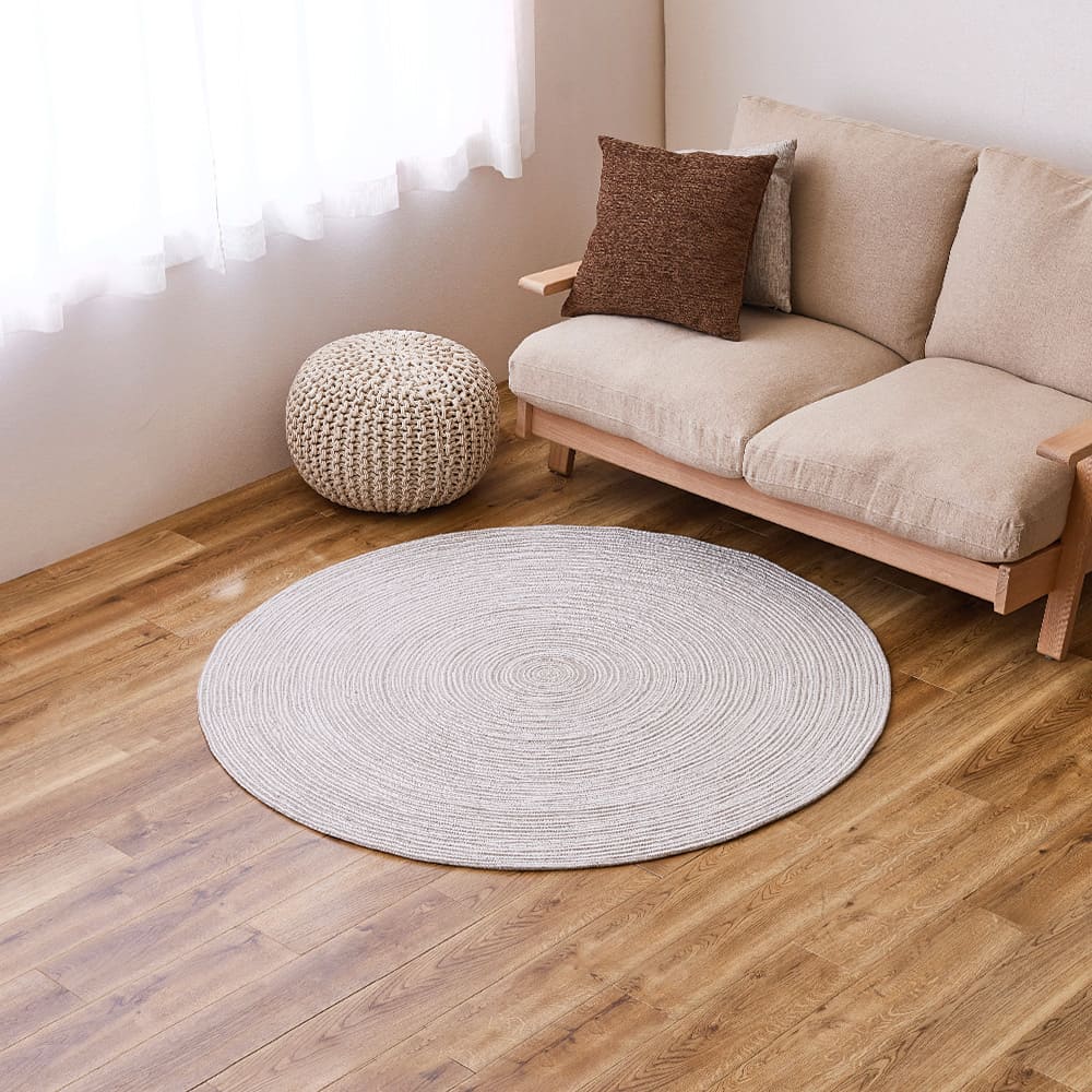 100% Cotton Braided Rug - Gray/White 140R