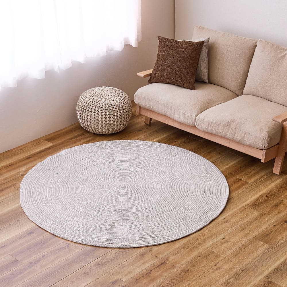 100% Cotton Braided Rug - Gray/White 160R