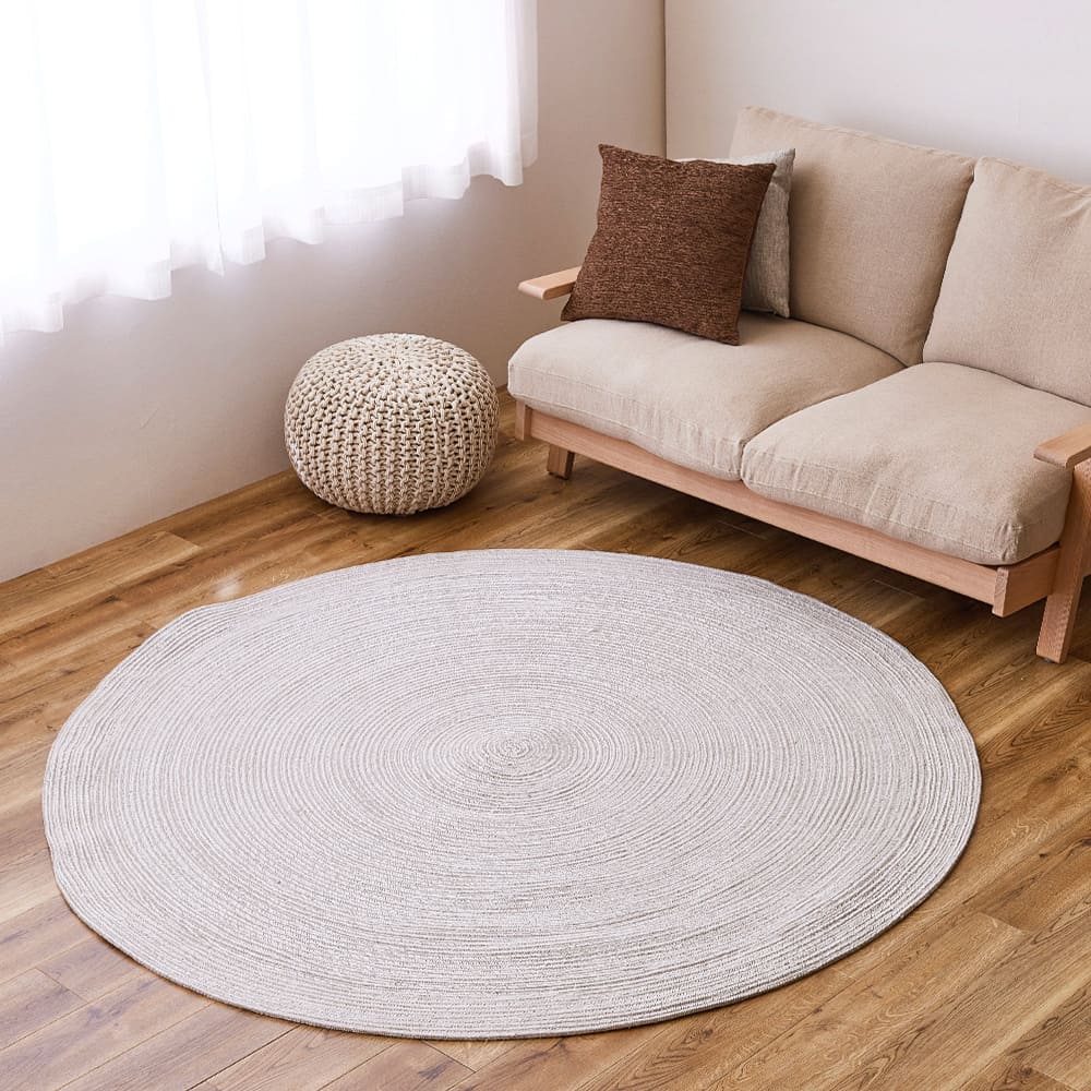 100% Cotton Braided Rug - Gray/White 180R