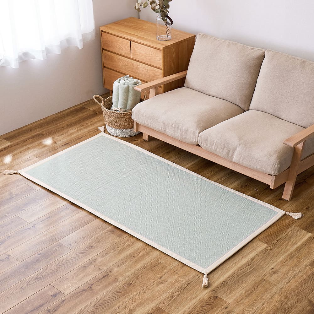 Washable Indian Cotton Rug Alto Blue with Non-Slip