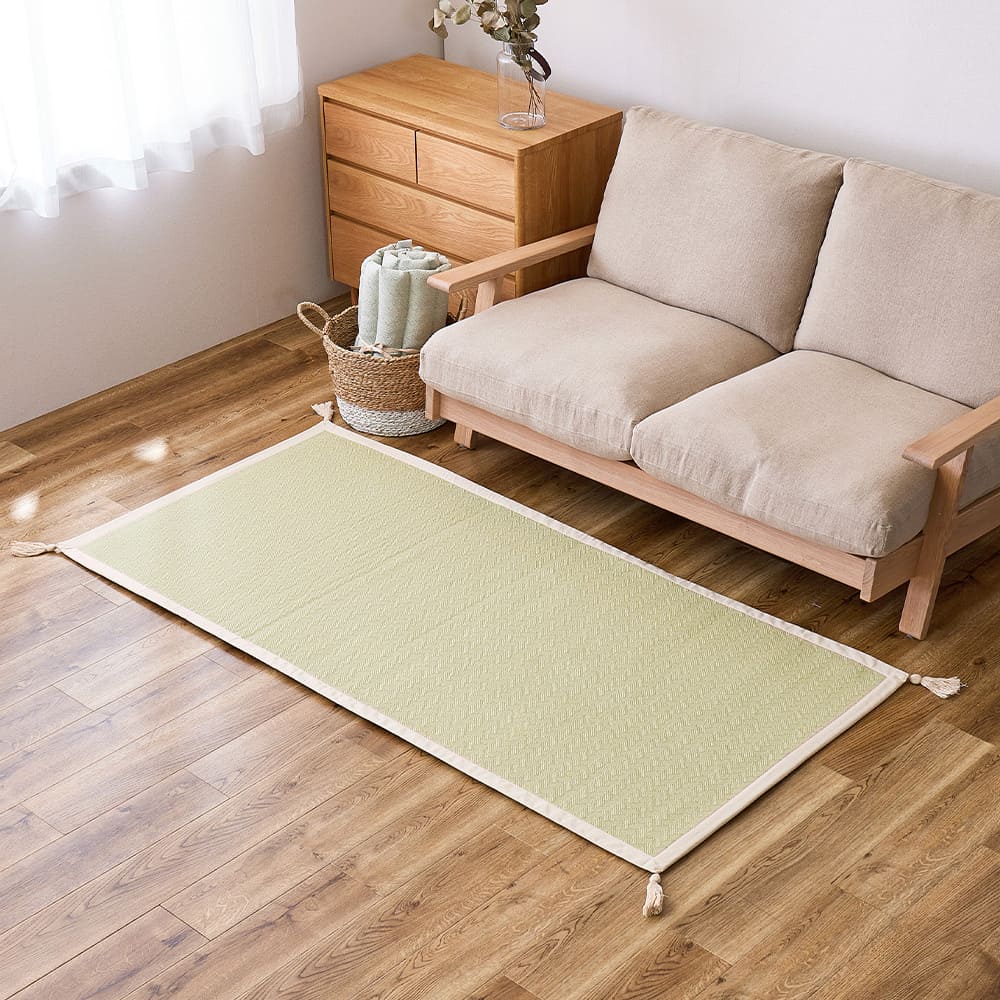 Washable Indian Cotton Rug Alto Green with Non-Slip