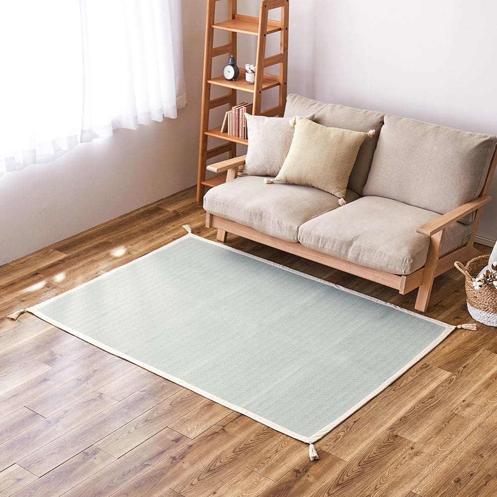 Washable Indian Cotton Rug Alto Blue with Non-Slip