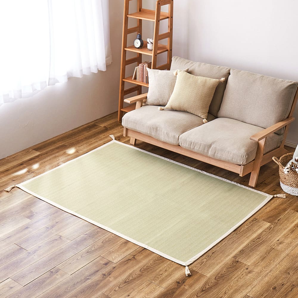 Washable Indian Cotton Rug Alto Green with Non-Slip