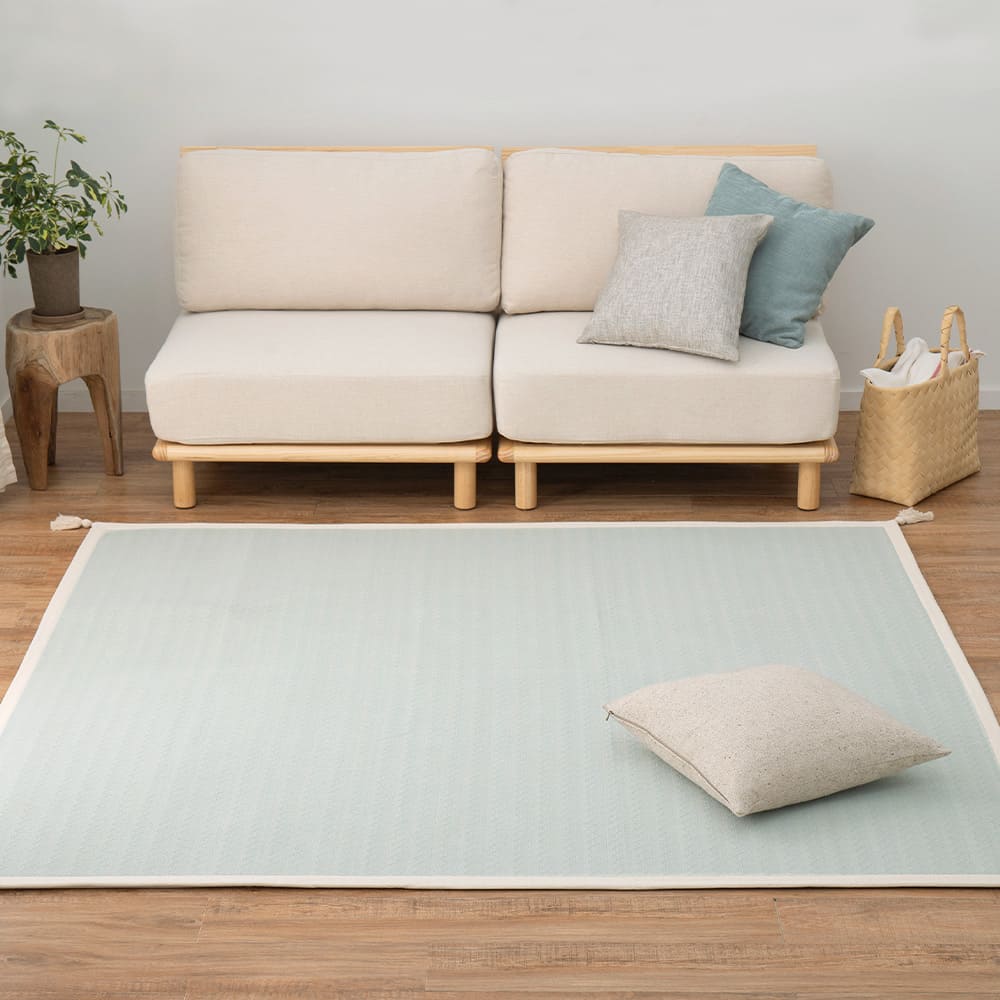 Washable Indian Cotton Rug Alto Blue with Non-Slip