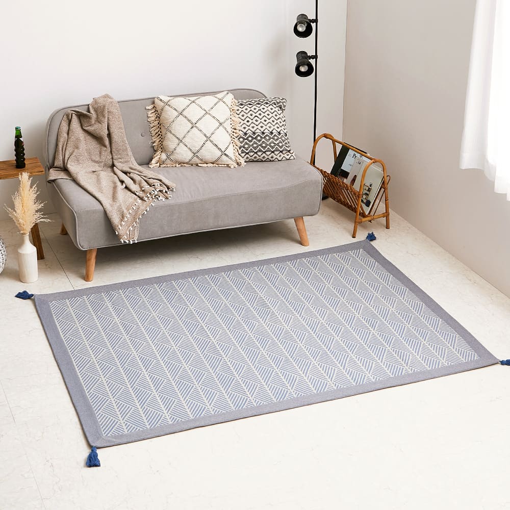 Washable Indian Cotton Rug, with Non-Slip, Navy, 130×185