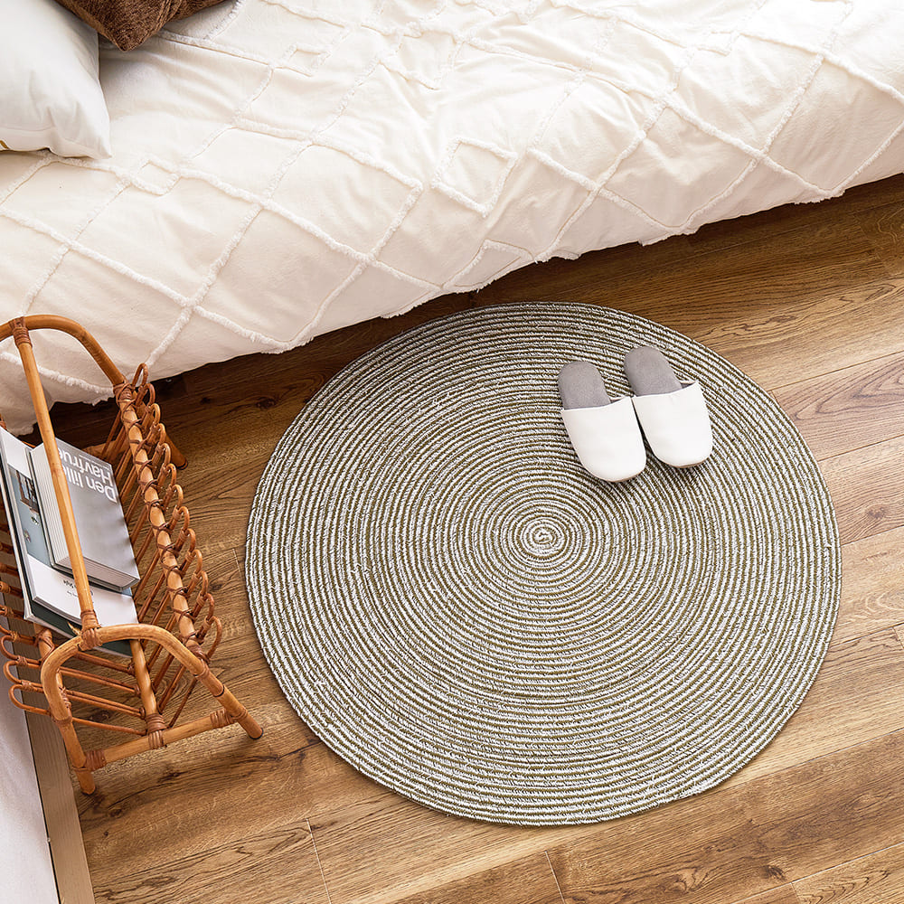 100% Cotton Braided Rug, Blade, GR/WH, 90R
