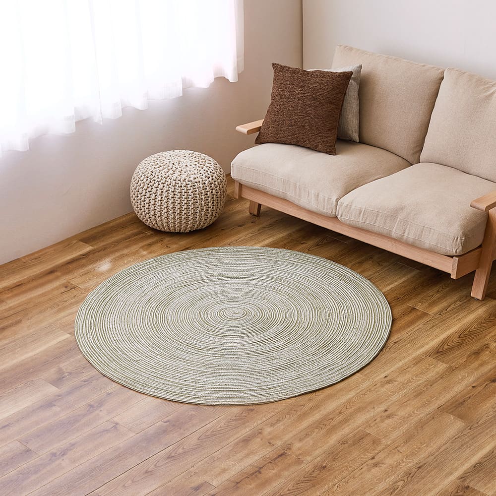 100% Cotton Braided Rug, Blade, GR/WH, 140R