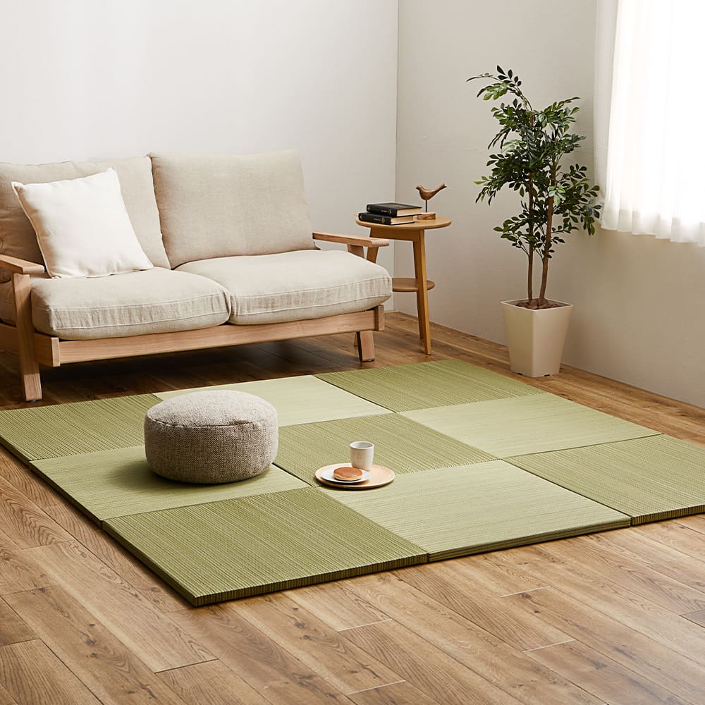 Colorful Lightweight Tatami Mats Sasai Green 12-Piece Set