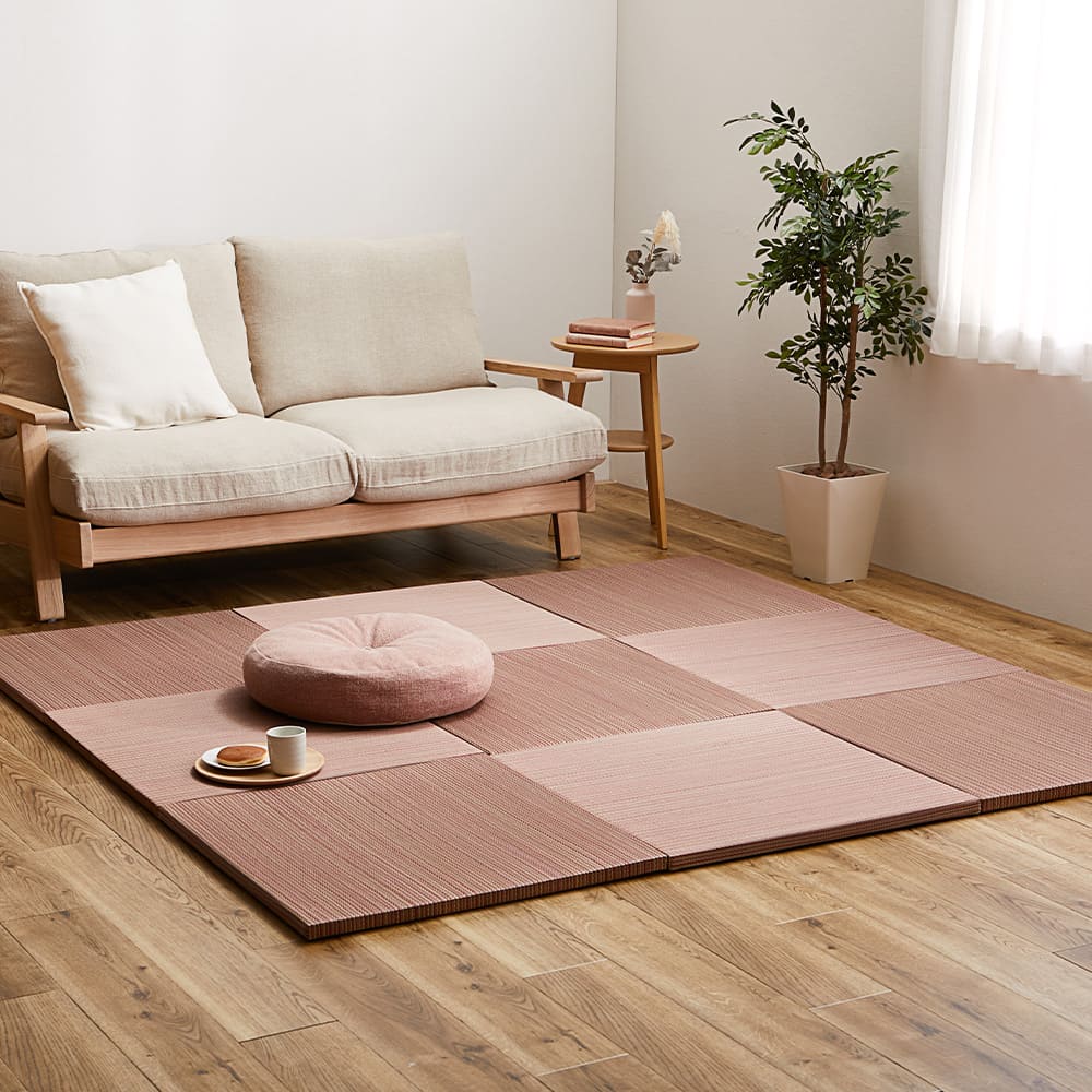 Colorful Lightweight Tatami Mats Sasai Red 12-Piece Set