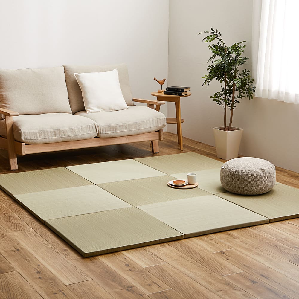 Colorful Lightweight Tatami Mats Sasai Natural 12-Piece Set