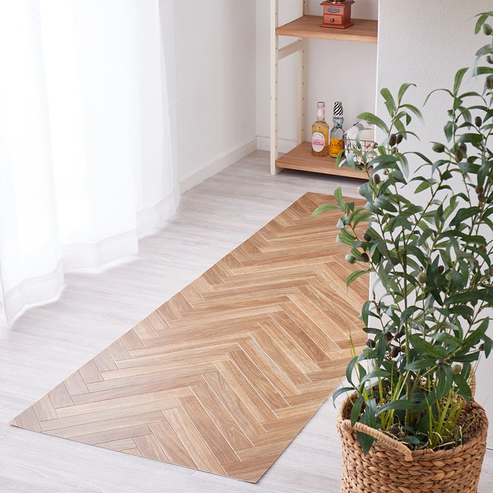 Water-Resistant Cushion Floor Herringbone 90×400