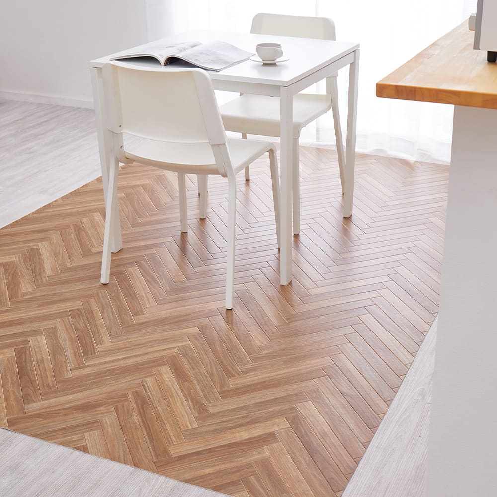 Water-Resistant Cushion Floor Herringbone 182×180