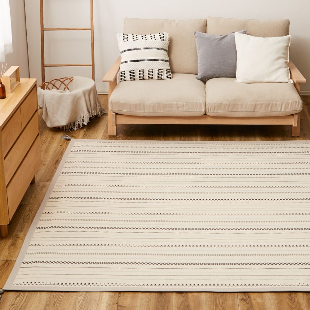 Lightweight Washable Indian Cotton Rug Tick Black