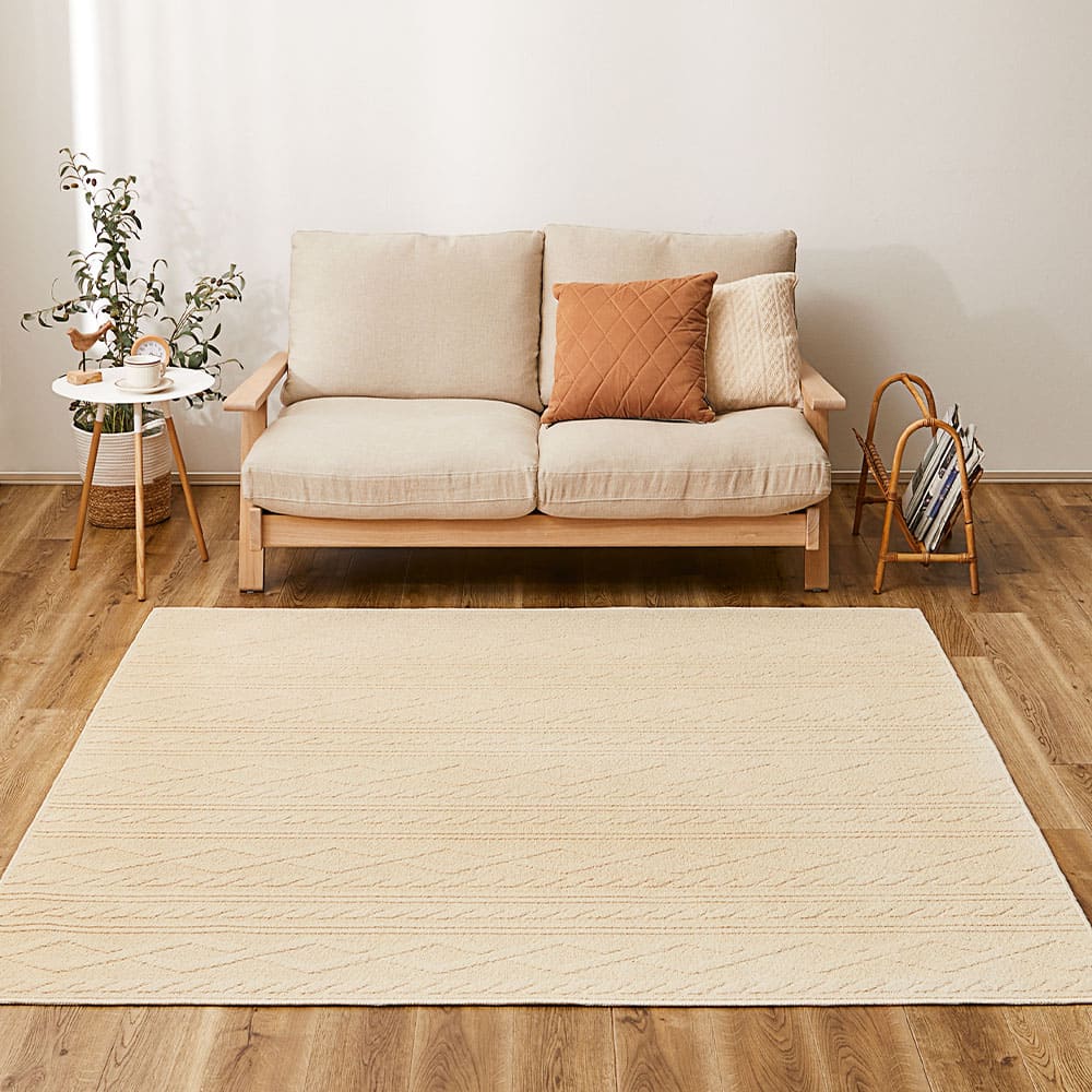 100% Cotton Cable Knit Pattern Rug Nature 185×240