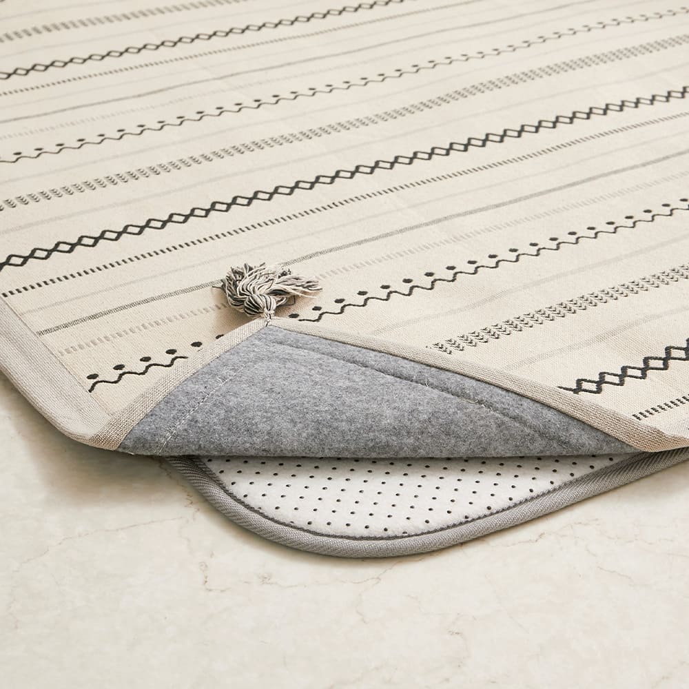 Indian Cotton Rug Tick Under Rug Set Black
