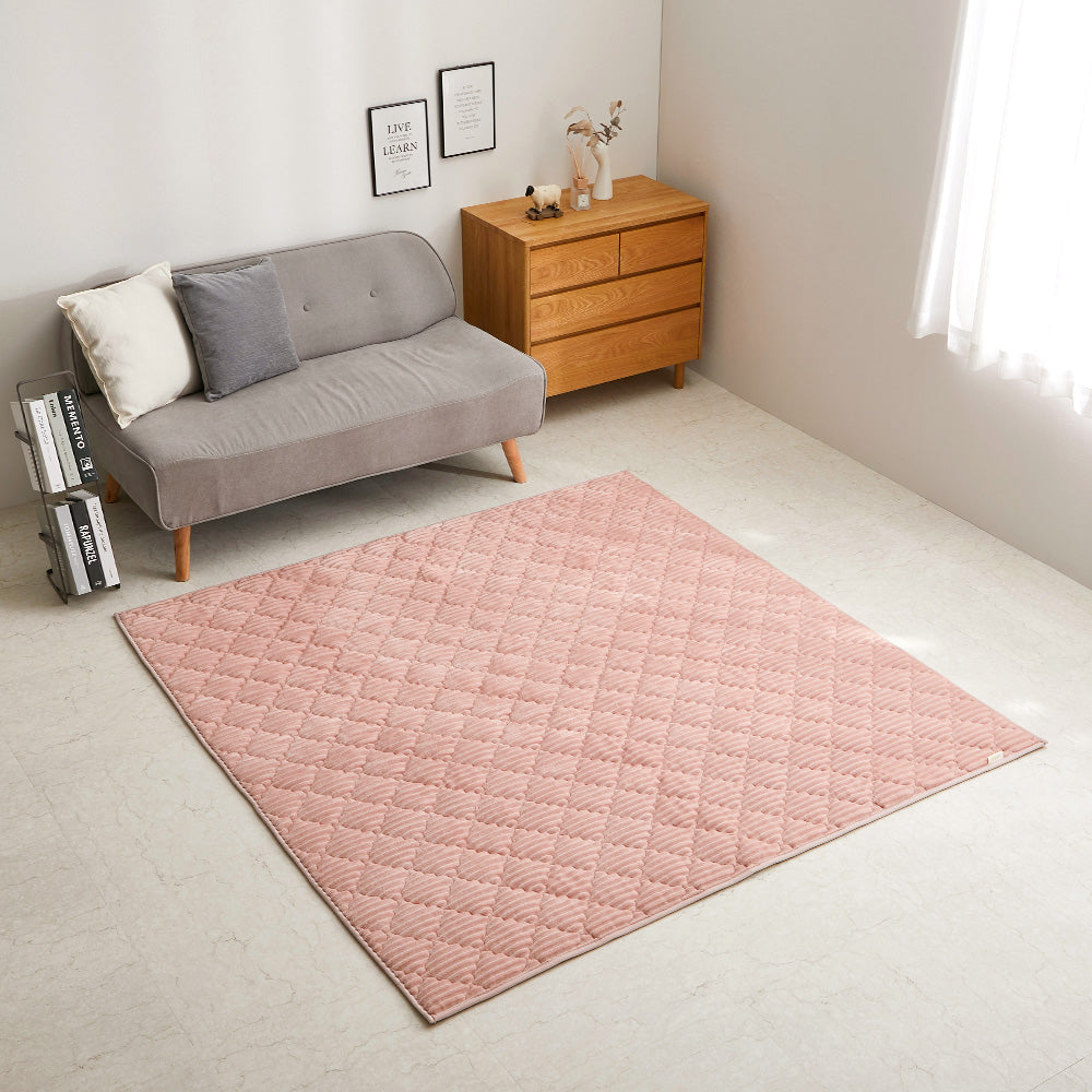 Dusty Pink Striped Flannel Rug - Chocolat