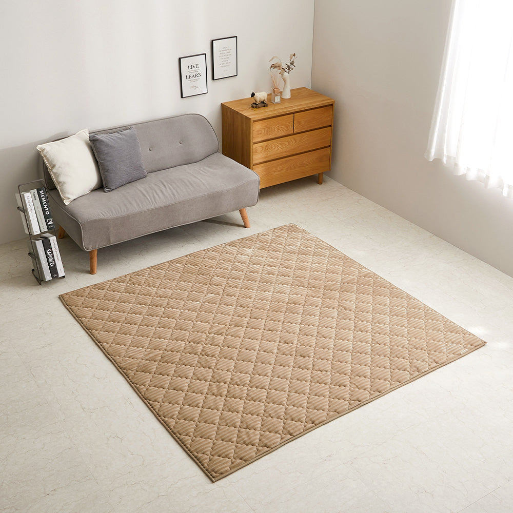 Striped Flannel Rug Chocolat Camel Beige
